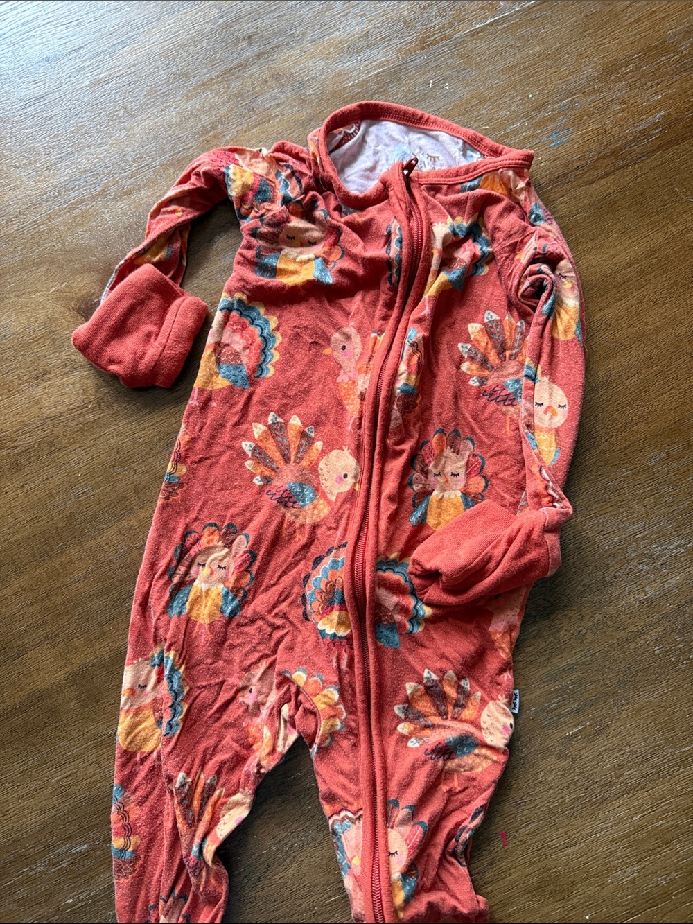 Little Sleepies turkey Thanksgiving print 6-12 months